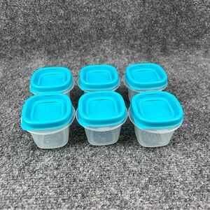6 Rubbermaid Easy Find 4 oz Small Snack Storage Containers Teal Lids 7J53 New